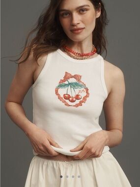 Damsen Madder x Anthropologie Cherry Pie Graphic Tank Top